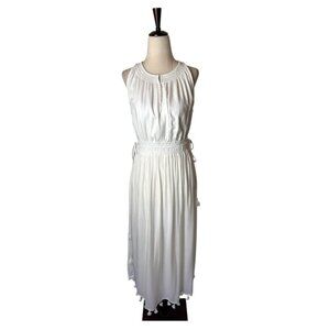 Club Monaco Dress Women 0 White Jonet Tassel Hem Midi Boho‎ Cottagecore Preppy